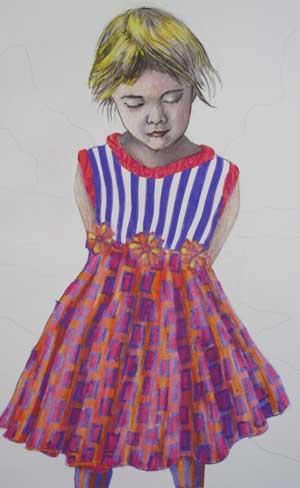 Unfinised color sketch of girl